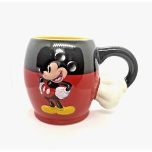 Walt Disney Parks 3D Arm Hand Handle Raised Mickey Mouse 16 oz Coffee Mug Cup